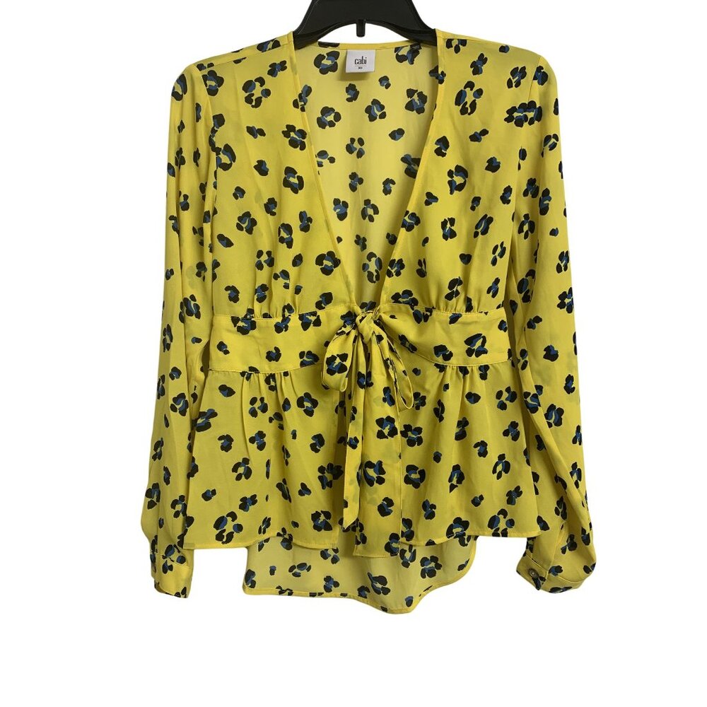 Cabi XS #5596 Yellow Floral Feminine Blouse Top Flowy Lightweight